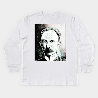 José Martí Black and White Portrait | Jose Marti Artwork 3 Kids Long Sleeve T-Shirt